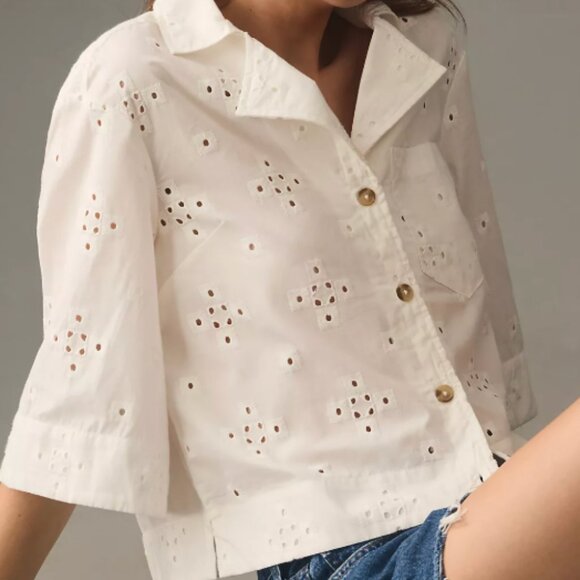 Maeve Tops - Maeve Eyelet Buttondown Shirt